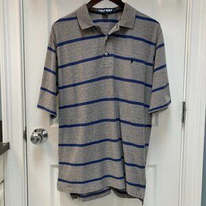 Polo Golf Ralph Lauren Classic Gray Blue Striped Polo Shirt Size Large